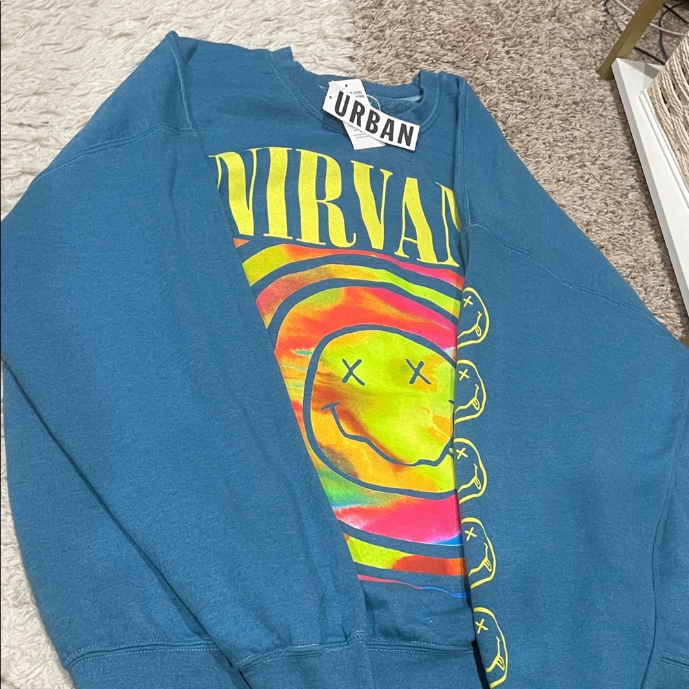 Urban Outfitters Teal Nirvana Graphic Men's Sweater